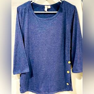 Women’s “Misia” 3/4 Sleeve Navy Blue Top